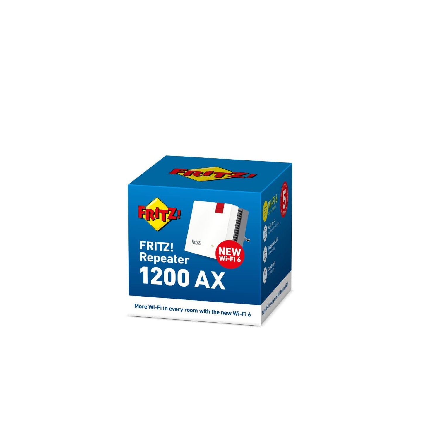 AVM FRITZ!Repeater 1200 AX – WiFi 6 Mesh Repeater, 2.400 MBit/s (5 GHz) & 600 MBit/s (2,4 GHz)