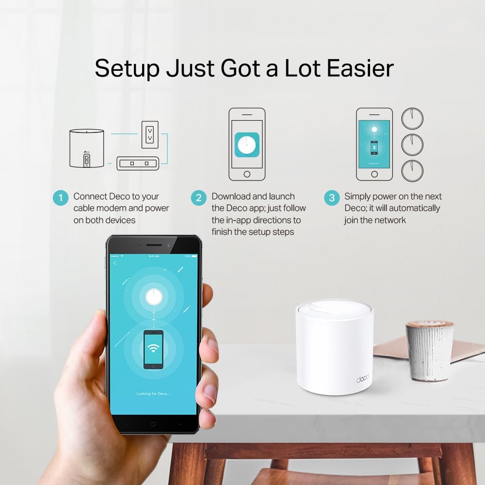 TP-Link Deco X20 Mesh WLAN – 1er Pack, Wi-Fi 6 AX1800, 2× Gigabit, Erweiterungseinheit, WPA3, Jugendschutz
