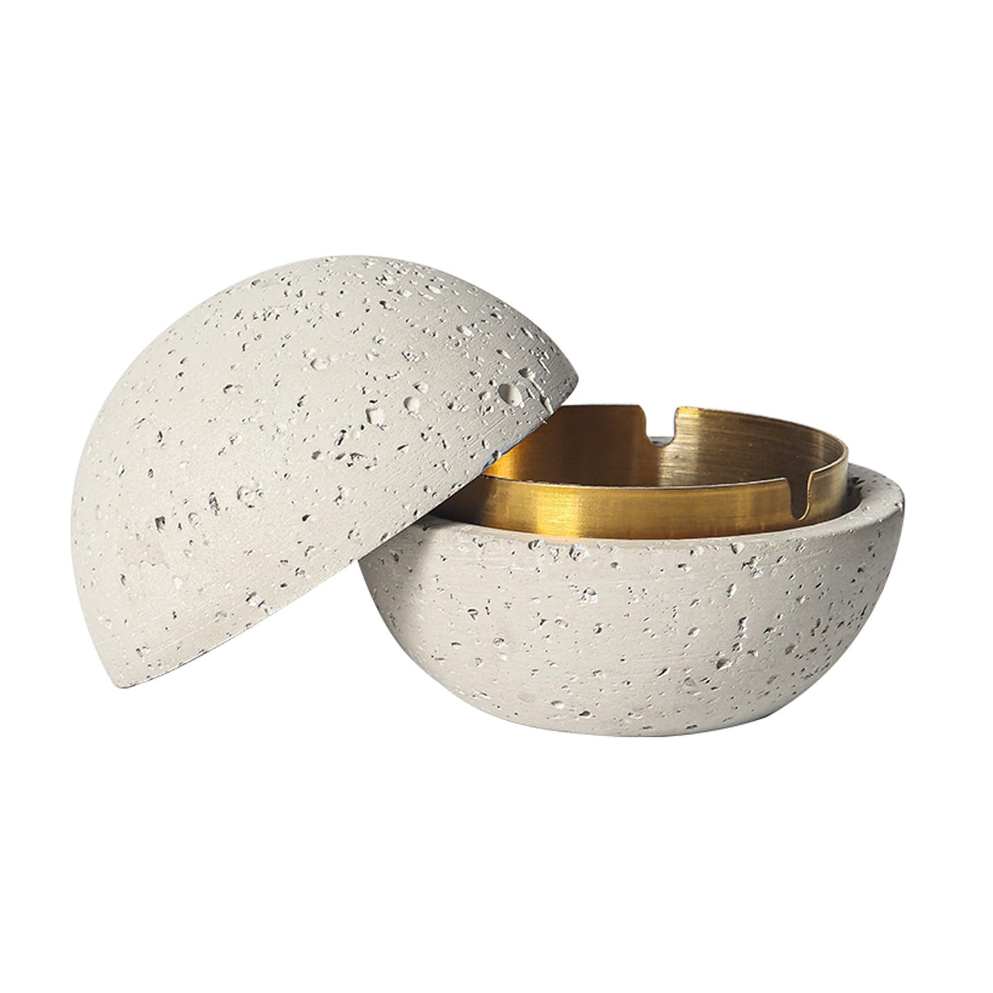 Cutfouwe Abfalleimer aus Beton & Edelstahl mit Deckel – Wasserdicht & Winddicht, Weiß (Ø 12,5 cm × H 10,8 cm)