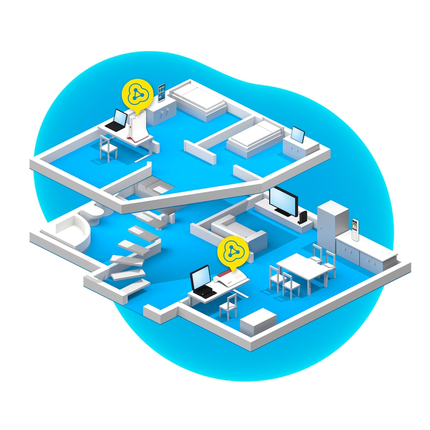 FRITZ!Repeater 6000 – Wi-Fi 6 Mesh Repeater mit Tri-Band & 2,5-Gigabit-LAN