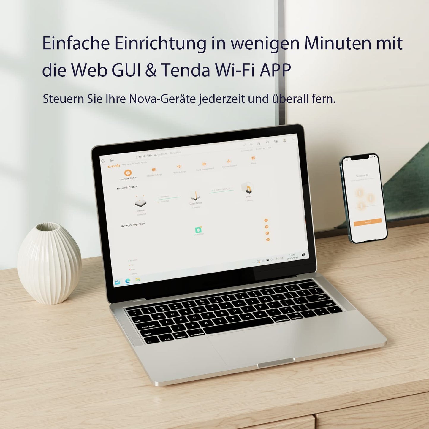 Tenda Nova MX15 Pro AX5400 Wi-Fi 6 Mesh WLAN System – 3er-Pack, Dualband, 9× Gigabit-Ports, Alexa-kompatibel