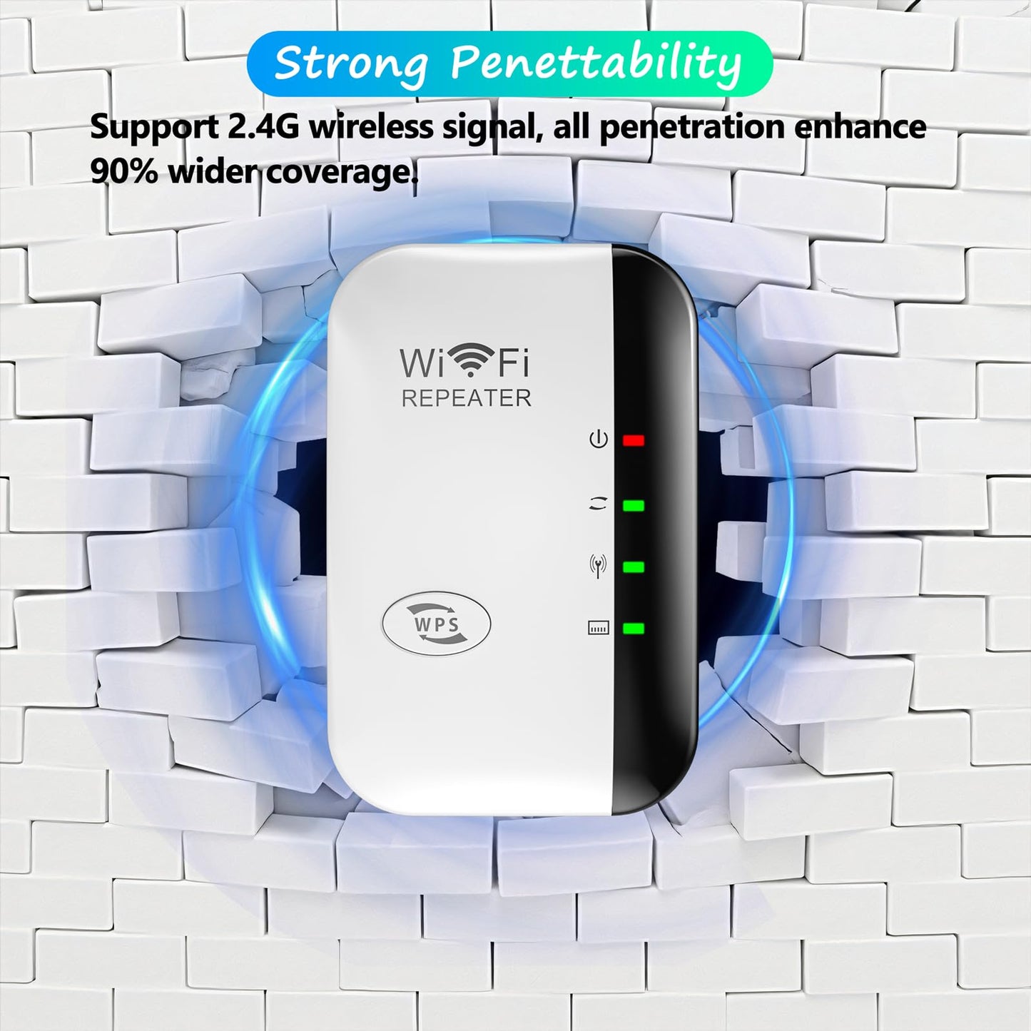 WiFi Extender Booster – WLAN Repeater bis 5000 sq.ft, AP-Modus, Ethernet-Port, 1-Tasten-Setup
