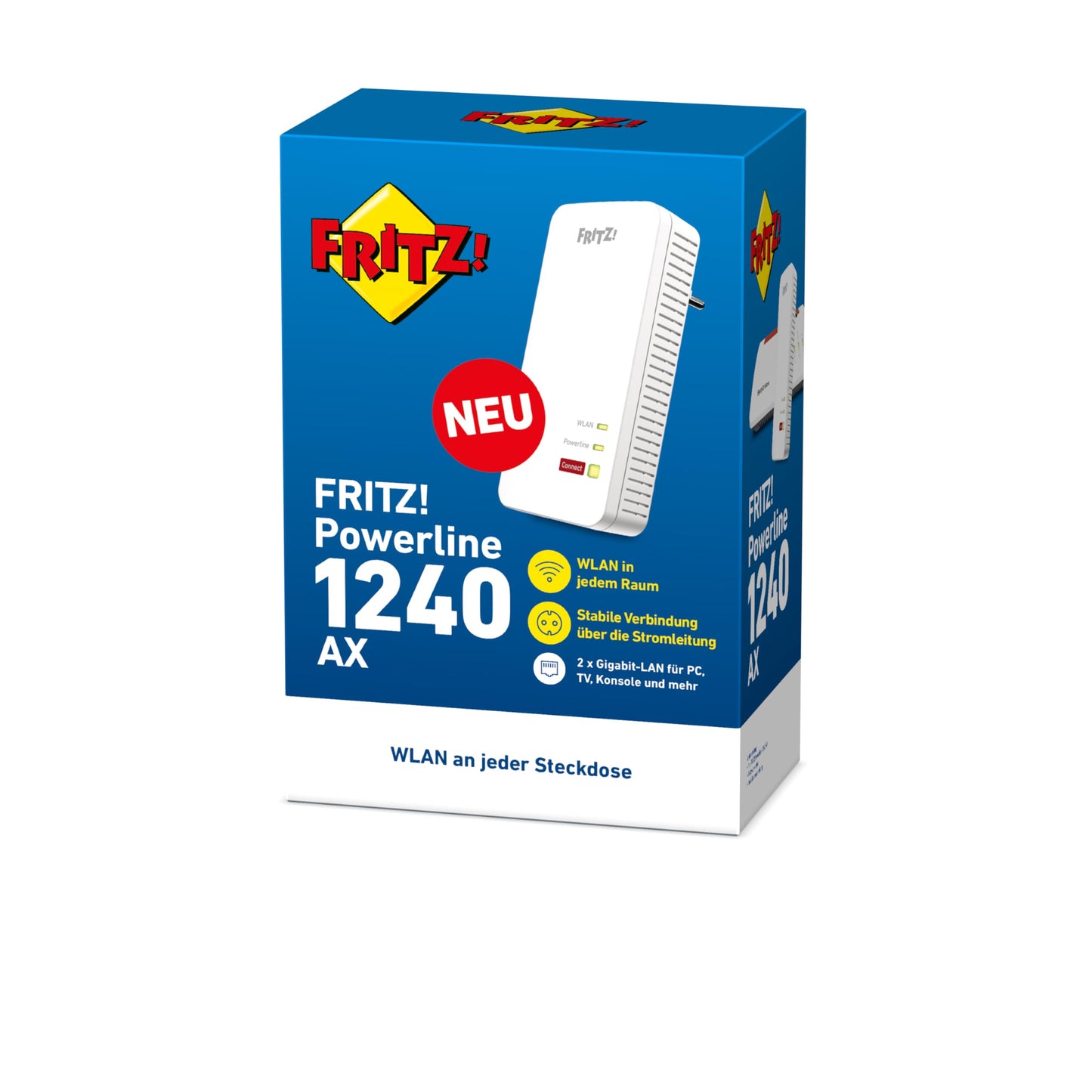 FRITZ!Powerline 1240 AX WLAN Set – Gigabit-Powerline mit Wi-Fi 6, Mesh-fähig, ideal für Streaming & HD-Video, 1.200 MBit/s