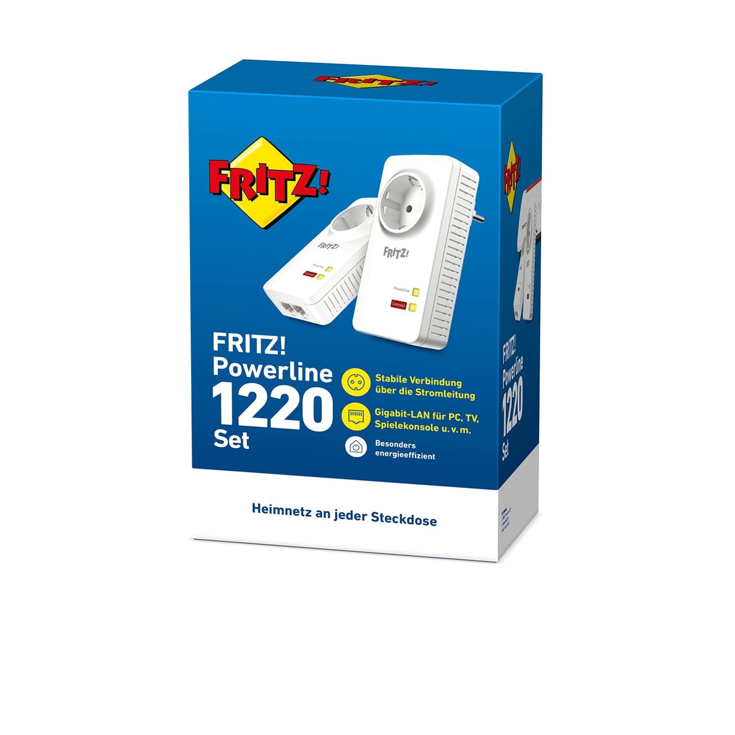 FRITZ!Powerline 1220 Set – 1.200 MBit/s, 2x Gigabit-LAN, Media-Streaming & NAS