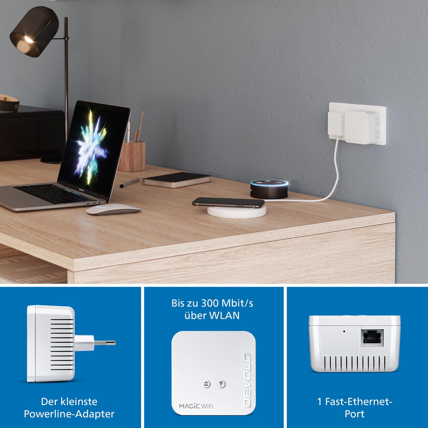 devolo Magic 1 WiFi mini Multiroom Kit – WLAN Powerline Adapter 1× LAN, 1.200 Mbit/s, Weiß