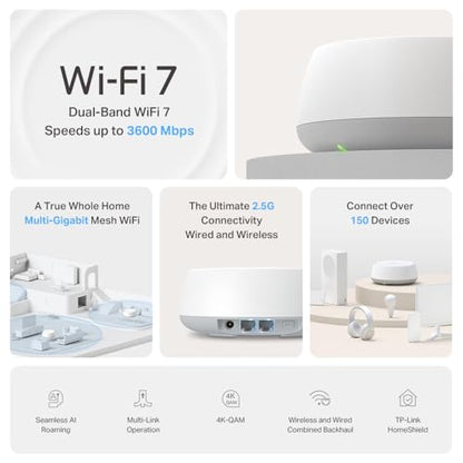 TP-Link Deco BE25 Mesh WLAN Set – Wi-Fi 7, Dual-Band, 3er-Pack, 2× 2,5 Gbit/s Ports, HomeShield