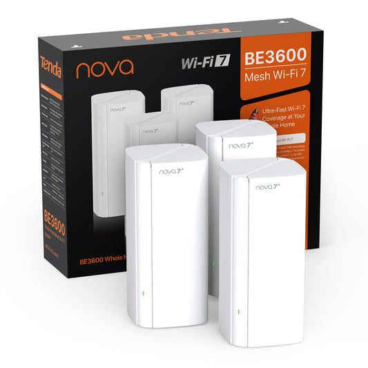 Tenda Nova ME3 Pro Wi-Fi 7 Mesh System, BE3600 Dual-Band with Gigabit Ports – 3-Pack