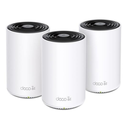 TP-Link Deco XE75 Wi-Fi 6E Mesh WLAN Set – 3er Pack, Tri-Band AXE5400, 3× Gigabit-Ports, WPA3, Kindersicherung