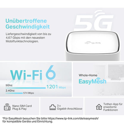 TP-Link Archer NX200 5G LTE Router mit WLAN 6 & Gigabit-Ports