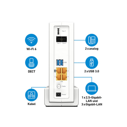 FRITZ!Box 6690 Cable – Wi-Fi 6 Kabelrouter mit DOCSIS 3.1, Mesh & DECT