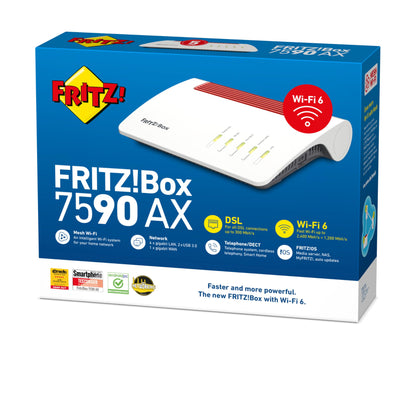 FRITZ!Box 7590 AX – Wi-Fi 6 DSL-Router mit Mesh, DECT & USB
