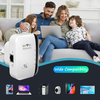 WiFi Extender Booster – WLAN Repeater bis 5000 sq.ft, AP-Modus, Ethernet-Port, 1-Tasten-Setup