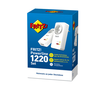 FRITZ!Powerline 1220 Set – 1.200 MBit/s, 2x Gigabit-LAN, Media-Streaming & NAS